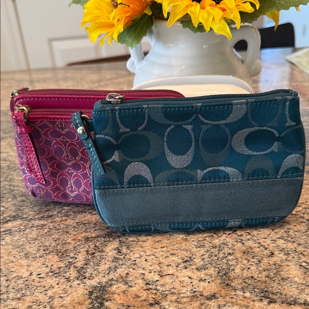 Coach Blue and Pink Wristlet Duo